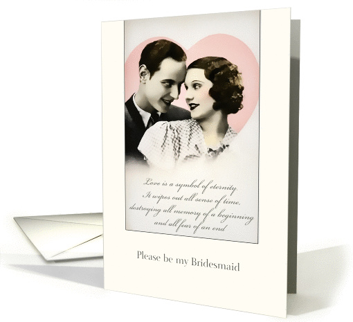 please be my bridesmaid, vintage couple, timeless love card (187348)