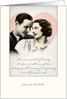 you are invited, wedding invitation, vintage couple card