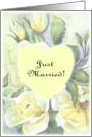 just married- white rose heart pale card