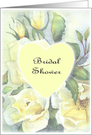 bridal shower- white rose heart pale card