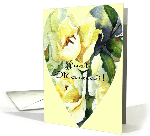 just married- white rose heart card (187470)