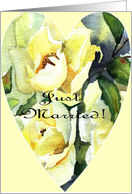 just married- white rose heart card