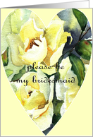 bridesmaid- white rose heart card