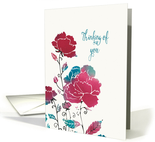 Thinking of you, let's meet, Illustration, Flowers card (188129)