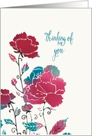 Thinking of you, let’s meet, Illustration, Flowers card