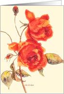 Happy Birthday Red Roses Watercolor Painting card