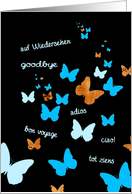 see you, au revoir, auf wiedersehen, tot ziens, bon voyage butterfly card