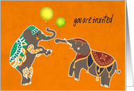 You Are Invited Two Elephants with Balloons Kids Birthday Party card