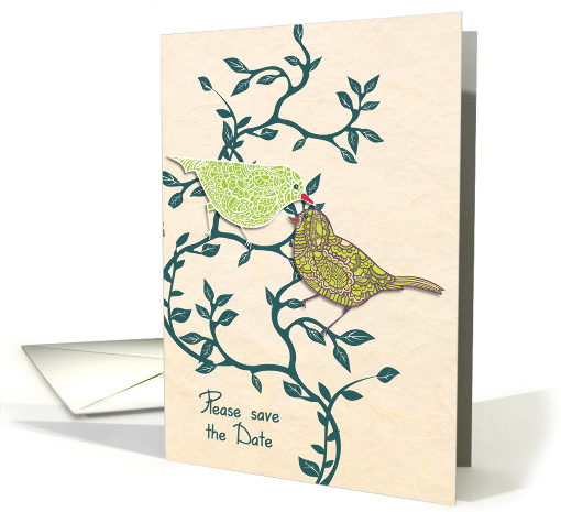 Please Save the Date Two Lovebirds in a Tree card (201486)