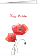Christian birthday card, red poppies, Irish blessing card