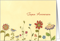 joyeux anniversaire, Happy birthday in French, flowers card