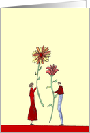 Mutual Birthday, Two Flowers, Drawing, card