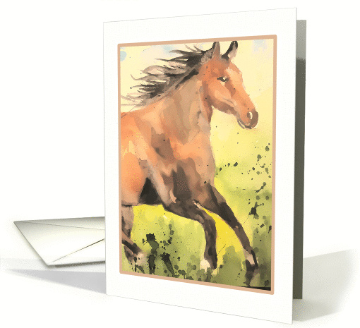 watercolor horse, blank note card (204858)