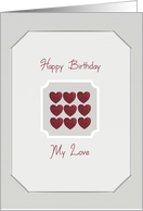 Happy Birthday to my Love Red Hearts on Grey Background card