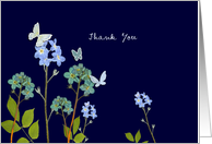 thank you for your thoughtfulness & kindness, flowers and butterfly card