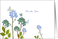 thank you for help, kindness, blue flowers card