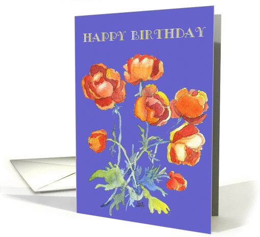 orange poppies, happy birthday card (206615)