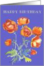 orange poppies, happy birthday card