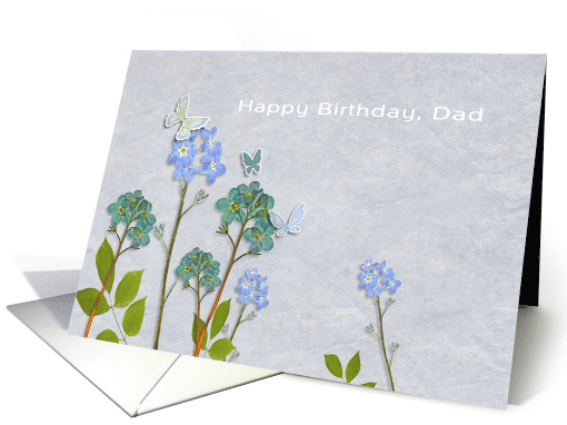 Happy Birthday, Dad, Blue Flowers, Christian Birthday Card, card