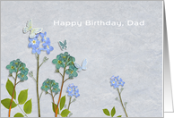 Happy Birthday, Dad, Blue Flowers, Christian Birthday Card, card