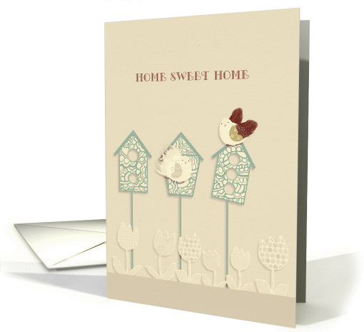 home sweet home, housewarming party invitation, birds & birdhouse card