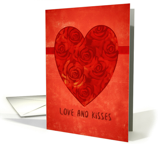 Love and Kisses, Happy Birthday, Roses and Heart card (211900)