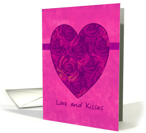 love and kisses, happy birthday, roses and heart card (211904)