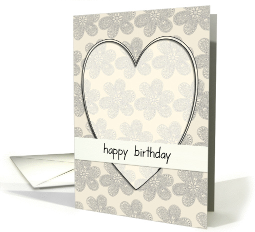 happy birthday, with all my heart, delicate floral birthday card