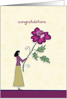 congratulations on your wedding, lady with rose, illustration card