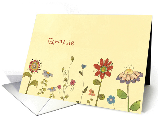 Grazie, Thank you in Italian, little flowers card (213183)