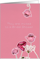 you are invited, bridal shower, poppy florals card