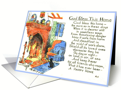 god bless this home vintage print card (216125)