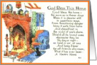 god bless this home vintage print orange border card