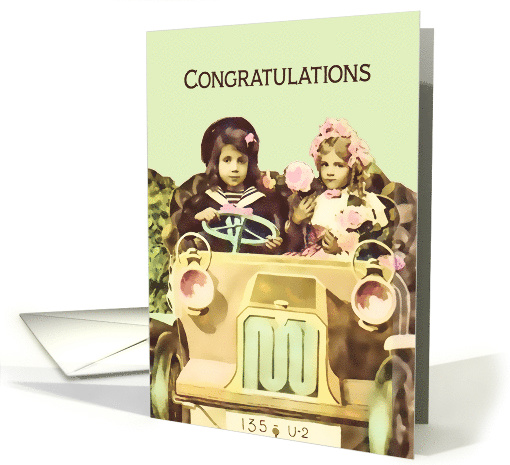 Congratulations, You passed your Driving Test, Vintage Car card