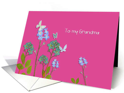 to my Grandma, happy Grandparents Day, flowers and butterflies card