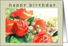  happy birthday red roses green berries card