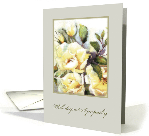 With deepest Sympathy, white Roses, Watercolor Painting card (227946)