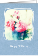 Christian Birthday card, pink roses, watercolor painting card