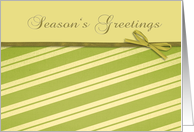 Season’s Greetings, business Christmas card, stripes and bow effect card