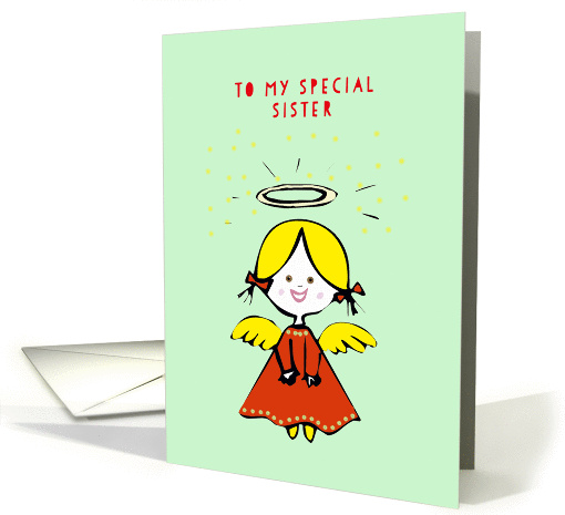 To my Sister, Merry Christmas, angel card (230445)