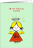 To my Sister, Merry Christmas, angel card