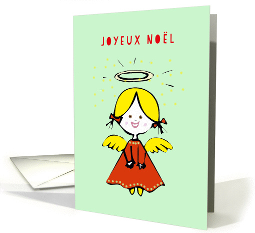 Joyeux Nol, Merry Christmas in French, Angel card (230511)