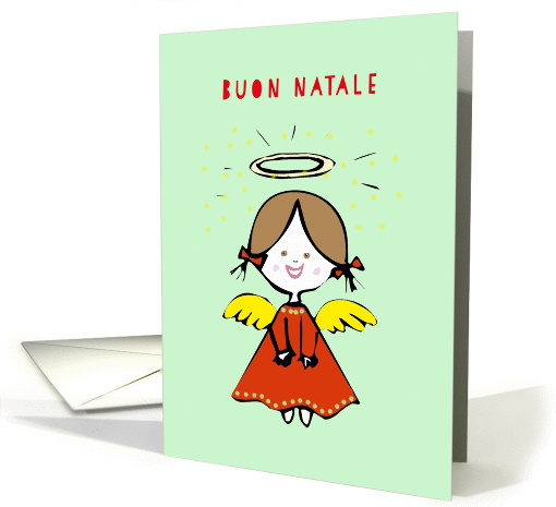 Buon Natale, Merry Christmas in Italian, Angel card (230723)