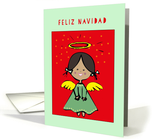 Feliz Navidad, Merry Christmas in Spanish, Angel card (230725)