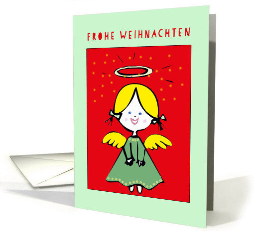 Frohe Weihnachten, Merry Christmas in German, Angel card (230729)