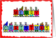 merry christmas trains and teddy card