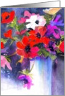 bright anemones in vase happy birthday card
