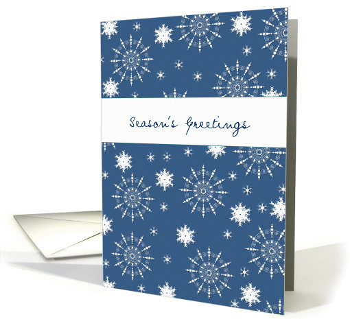 seasons greetings, business Christmas card, snowflakes blue card