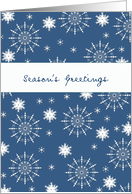 seasons greetings, business Christmas card, snowflakes blue card