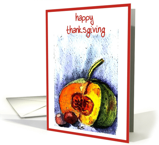 pumpkin still life happy thanksgiving card (235312)